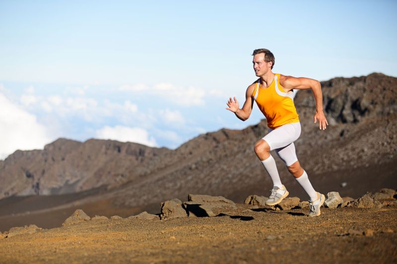 Man in running socks.